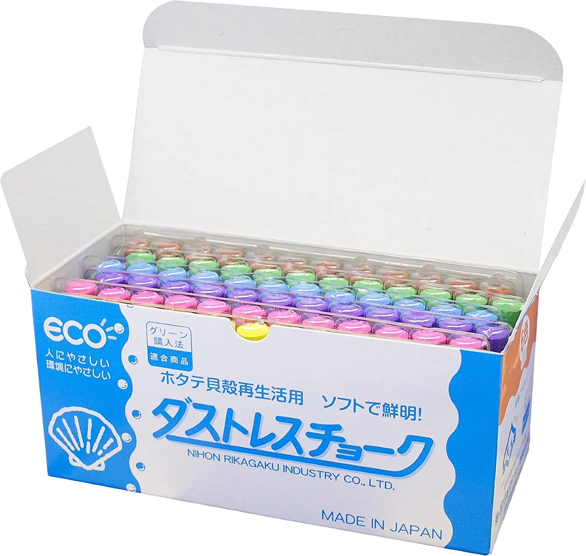 Nihon Rikagaku Tiza Sin Polvo 72 unidades 6 colores DCC-72-6C