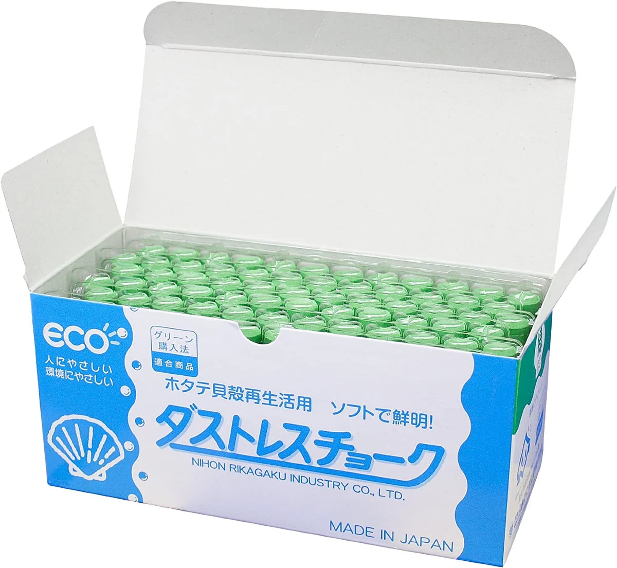 Nihon Rikagaku Industry Chalk 72pcs DCC-72-G Green