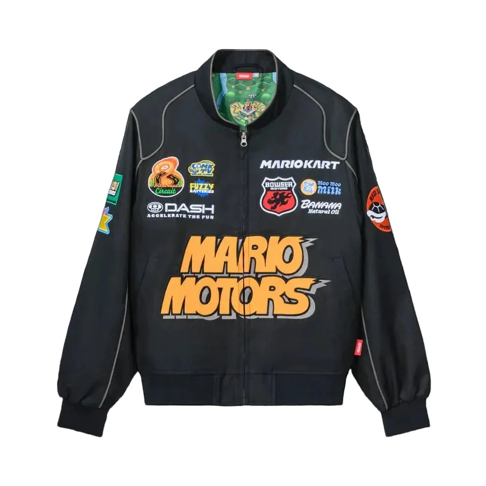 Nintendo Mario Kart World giacca racing ricamata in poliestere elasticizzato