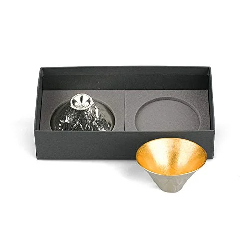 Nosaku Set di Tazze in Stagno e Foglia d'Oro E00115 Decorazione Giapponese - WAFUU JAPAN