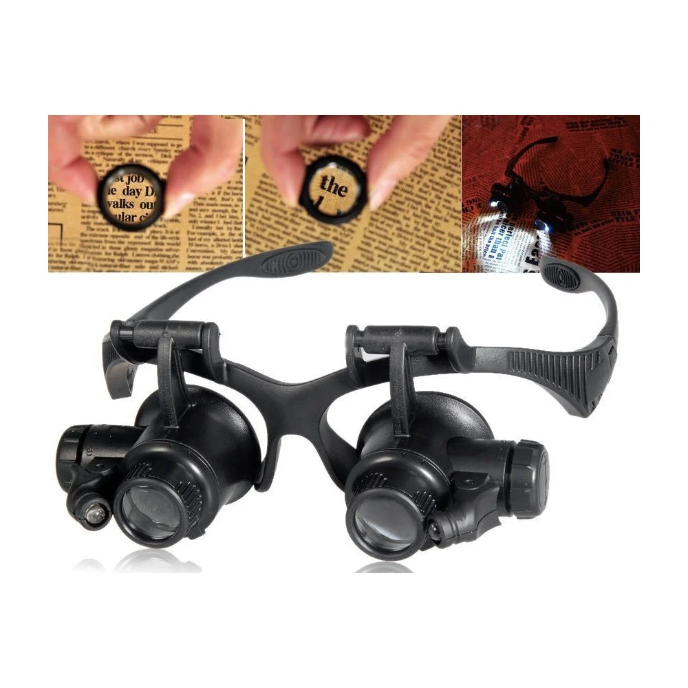 OCCHIALI LENTE INGRANDIMENTO 25 X DI PRECISIONE OCULARI 4 LENTI LUCI LED 9892G - TrAdE Shop Traesio