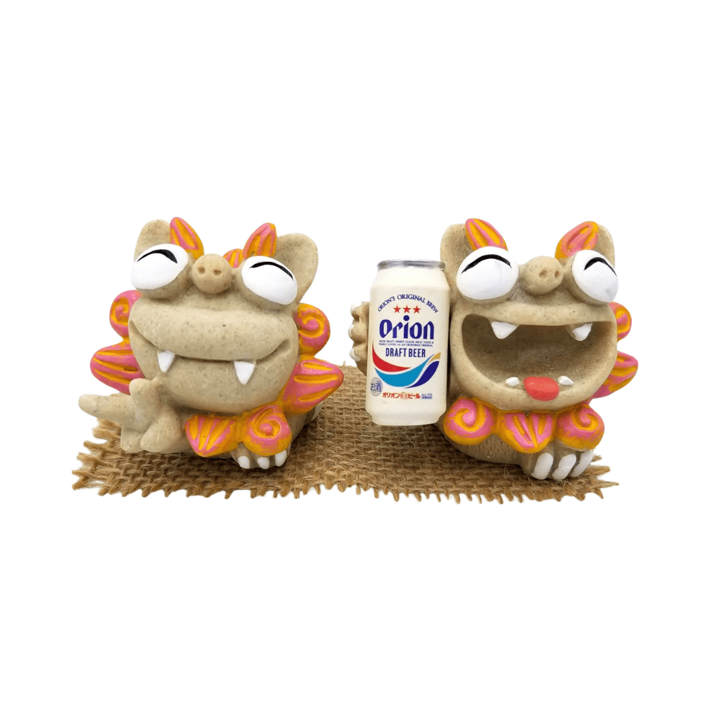 Shisa decorativa Okinawa con birra Orion rosa 5.5 cm - Orion Beer