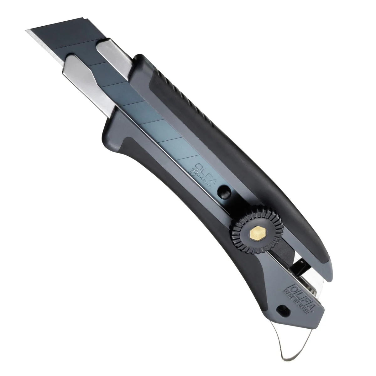 OLFA taglierino con blocco a vite e lama nera speciale Hyper L 192B-GRY grigio