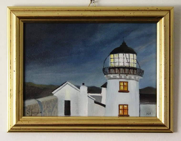 olio su legno “faro di clare island” - Arredamento marinaresco