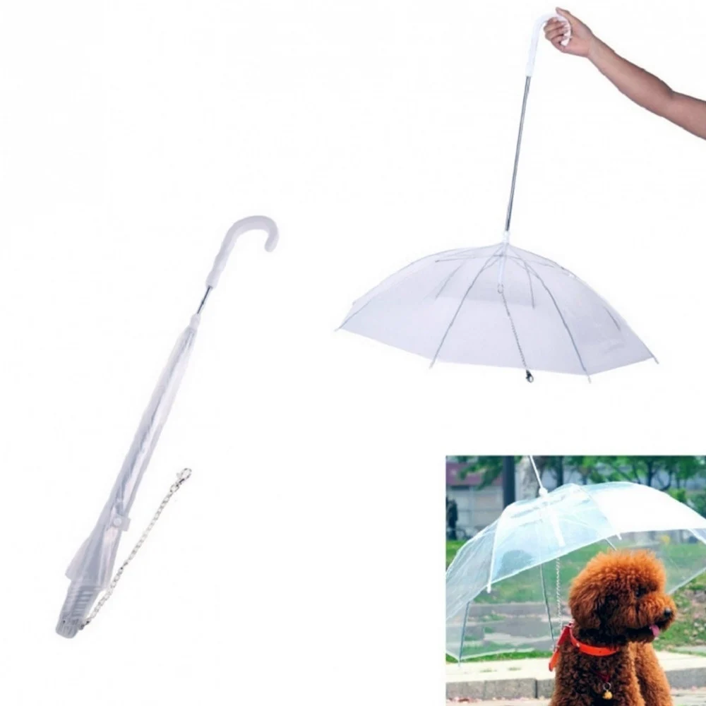 OMBRELLO PORTATILE TRASPARENTE CANE ANIMALI ANTIVENTO PIOGGIA GUINZAGLIO COLLARE - TrAdE Shop Traesio