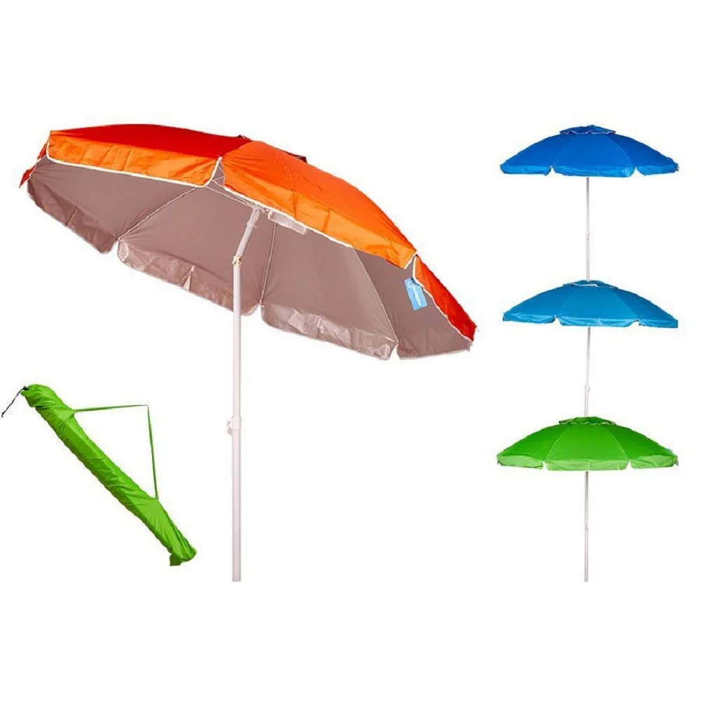 OMBRELLONE MARE 200CM CON SNODO PALO ACCIAIO CON SACCA COLORI ASSORTITI 4096259 - TrAdE Shop Traesio
