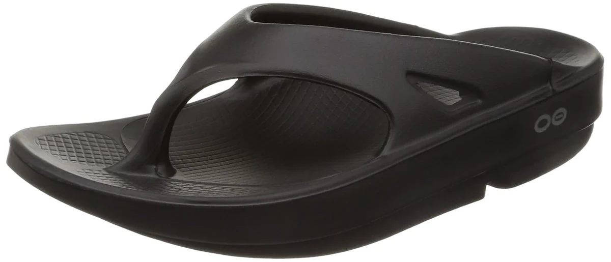 Oofos Sandali di Recupero Unisex Thong Nero 24 cm