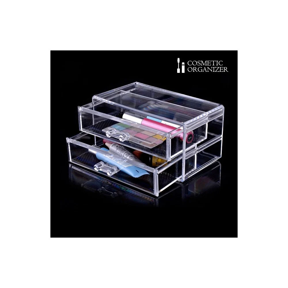 ORGANIZZA COSMETICI MAKE UP ACLINICO TRASPARENTE COSMETIC ORGANIZER 2 CASSETTI - Cleafe
