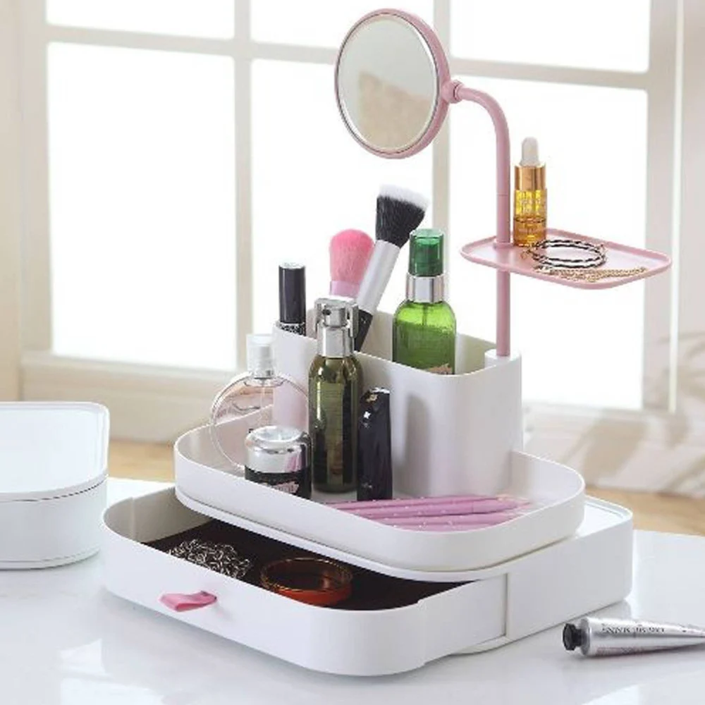 ORGANIZZATORE PORTA COSMETICI MAKE UP CON SPECCHIO ROTANTE ESPOSITORE ORGANIZER - TrAdE Shop Traesio