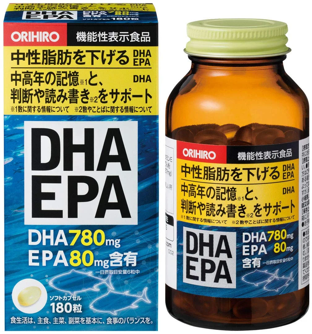 ORIHIRO DHA/EPA 180 Capsules Omega-3 Fatty Acids Dietary Supplement 180ct
