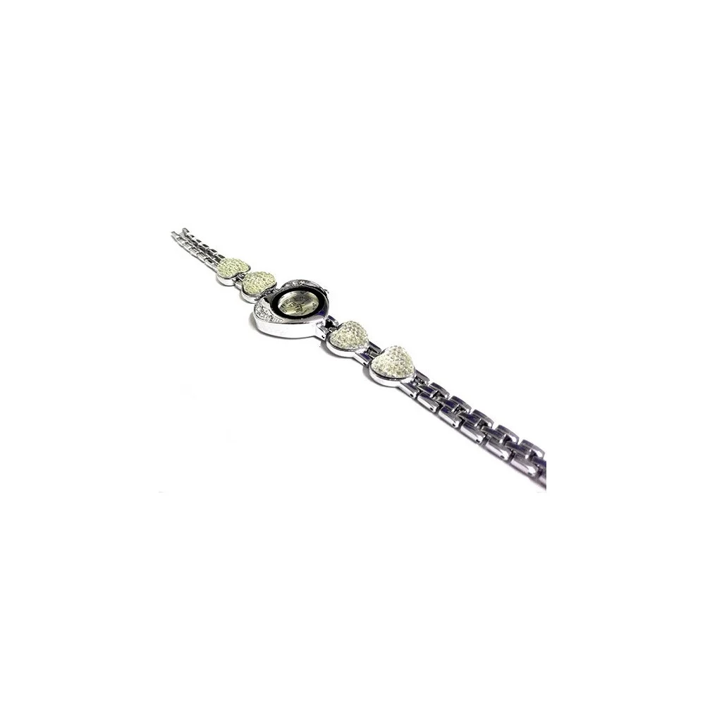 OROLOGIO A CUORE CON STRASS GRANDI TAGLIO SWAROVSKI SU QUADRANTE E BRACCIALE - TrAdE Shop Traesio