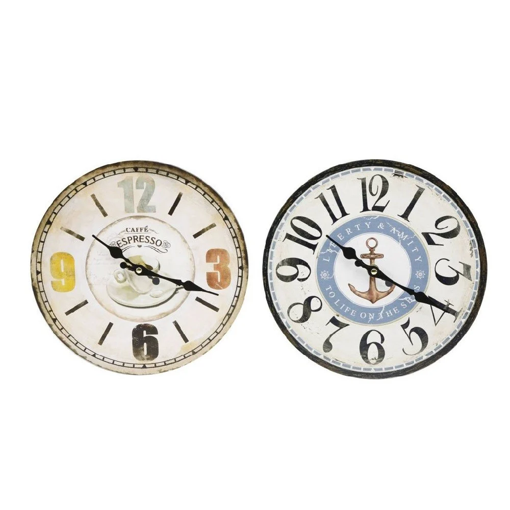 OROLOGIO DA PARETE IN STILE VINTAGE TONDO IN LEGNO ANALOGICO CASA CUCINA 218707 - TrAdE Shop Traesio
