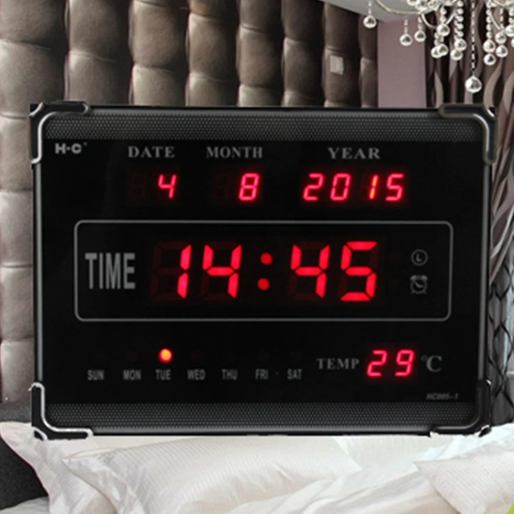 OROLOGIO DIGITALE A LED CON DATARIO TEMPERATURA ORARIO SVEGLIA A PARETE MURO - TrAdE Shop Traesio