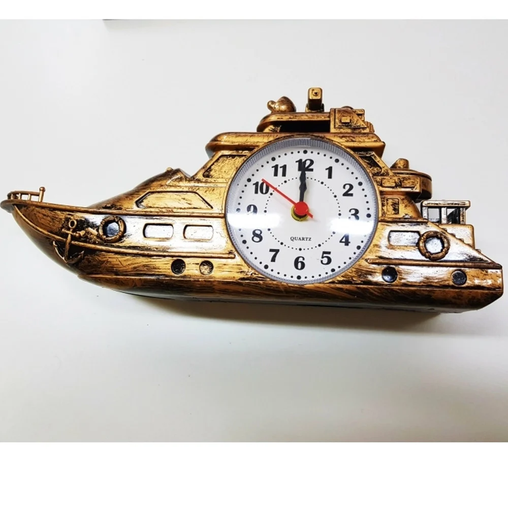 OROLOGIO SVEGLIA TAVOLO FORMA NAVE YACHT ANALOGICA ALLARME DESIGN CASA UFFICIO - TrAdE Shop Traesio