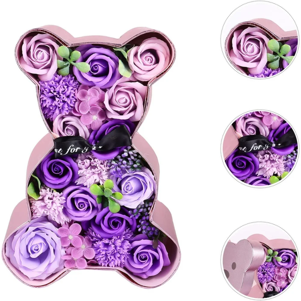 ORSACCHIOTTO ORSETTO ORSO DI ROSE CON FIORI DECORAZIONE IN CARTONE TEDDY COLOR - TrAdE Shop Traesio