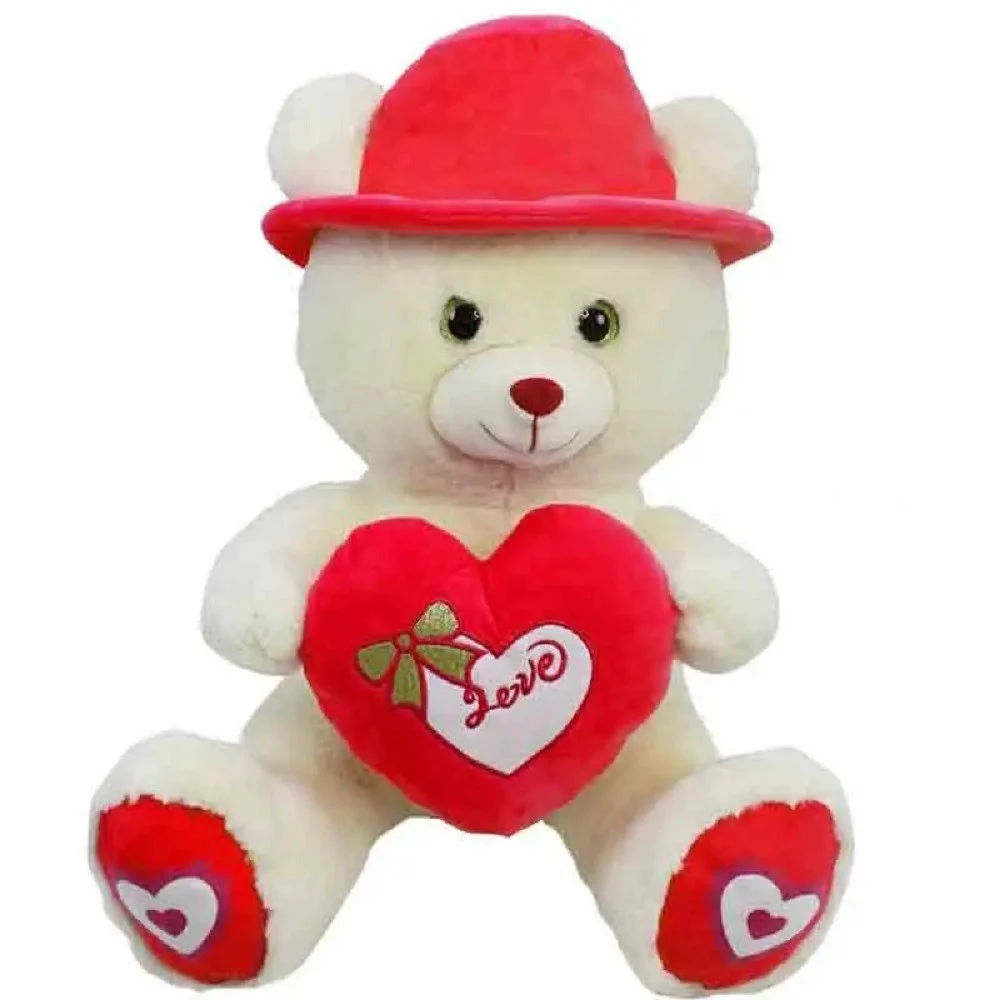 ORSO IN PELUCHE CON CAPPELLO E CUORE ROSSO 55 CM REGALO PER SAN VALENTINO 92423 - TrAdE Shop Traesio