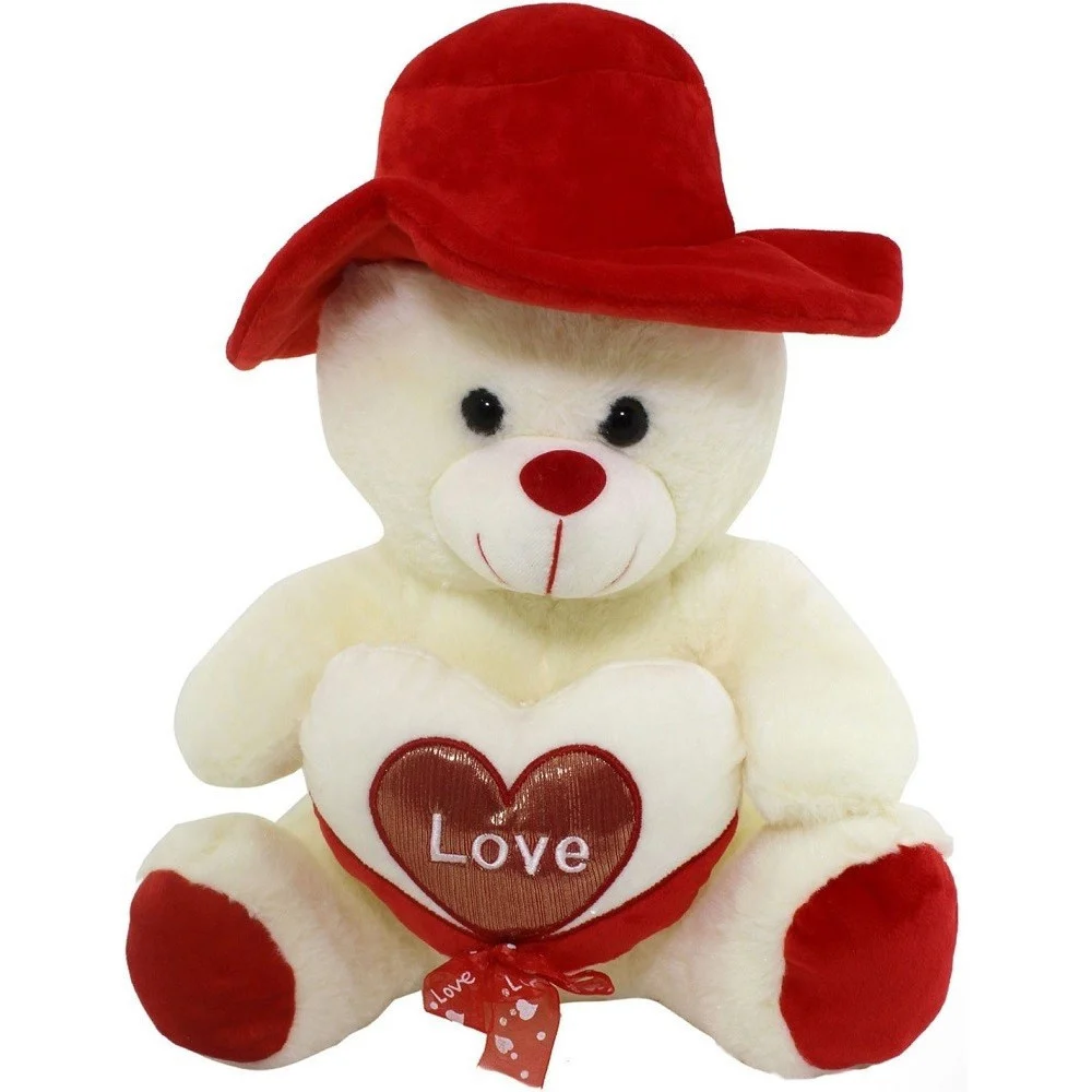 ORSO IN PELUCHE CON CUORE LOVE CAPPELLO PUPAZZO REGALO SAN VALENTINO 35 CM 67921 - TrAdE Shop Traesio
