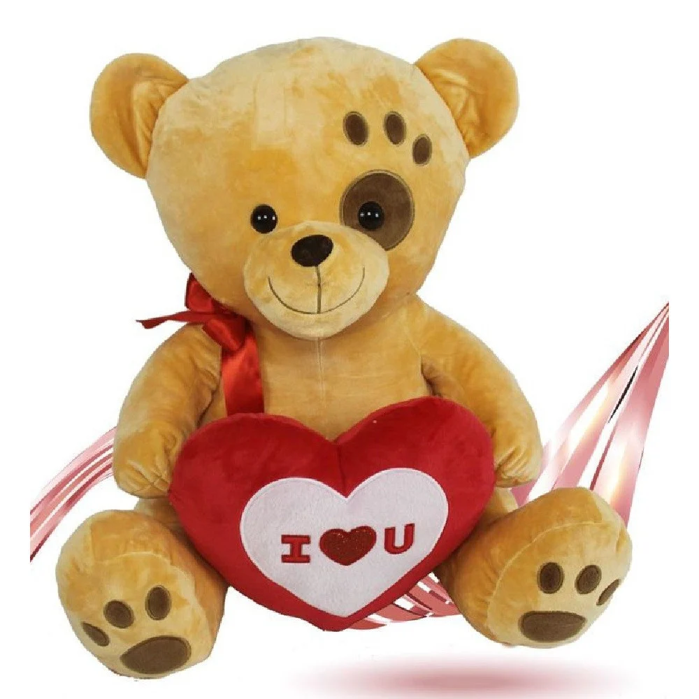 ORSO PELUCHE 55 CM CON CUORE FIOCCO ROSSO IMPRONTA SU OCCHIO SAN VALENTINO 93789 - TrAdE Shop Traesio