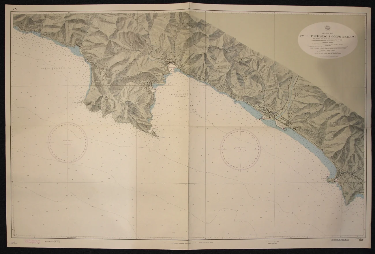 p.rio di portofino e golfo marconi n. 107 (1978) - Carte nautiche, da pesca…