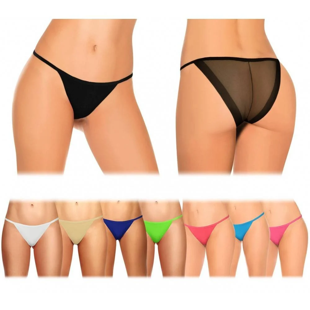 PACK DA 12 TANGA SEXY MOD. SHILA COLORI ASSORTITI RETRO TRASPARENTE F6254 - TrAdE Shop Traesio