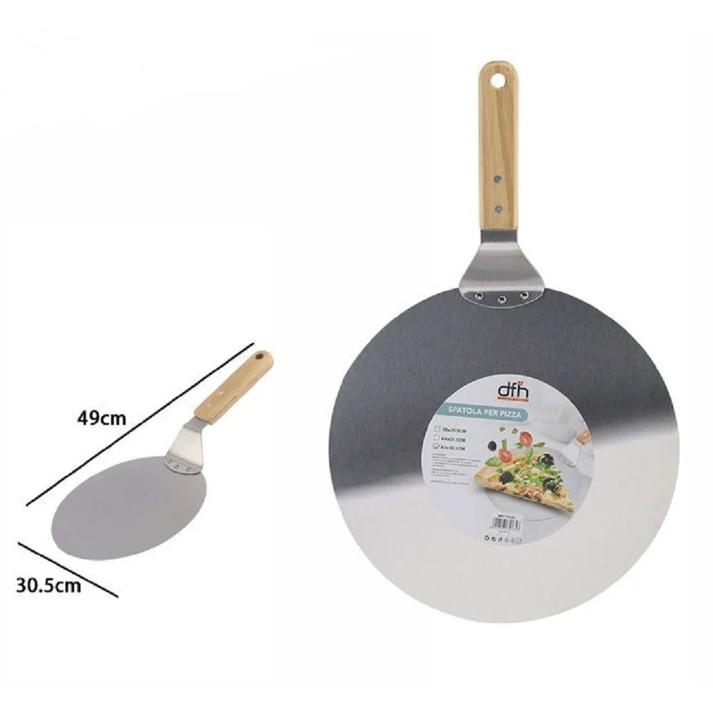 PALA SPATOLA PER PIZZA CON MANICO IN LEGNO PALETTA TAGLIERE TONDO 49X30,5CM 74185 - TrAdE Shop Traesio