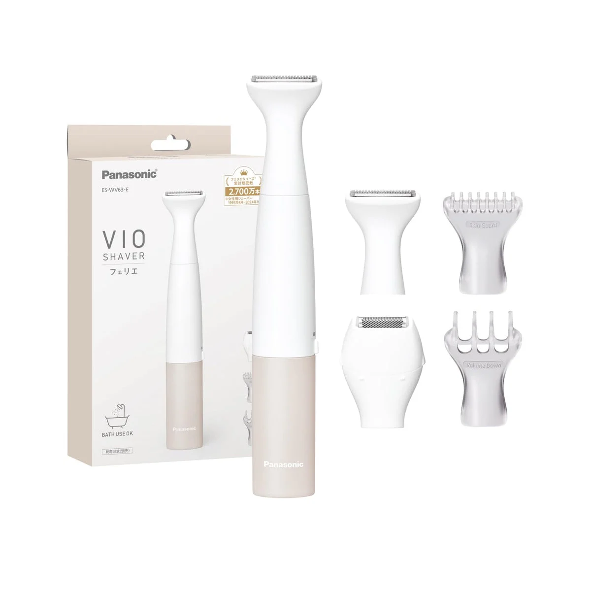 Panasonic Epilator VIO Shaver Waterproof Dry Use Battery Operated ES-WV63 Beige