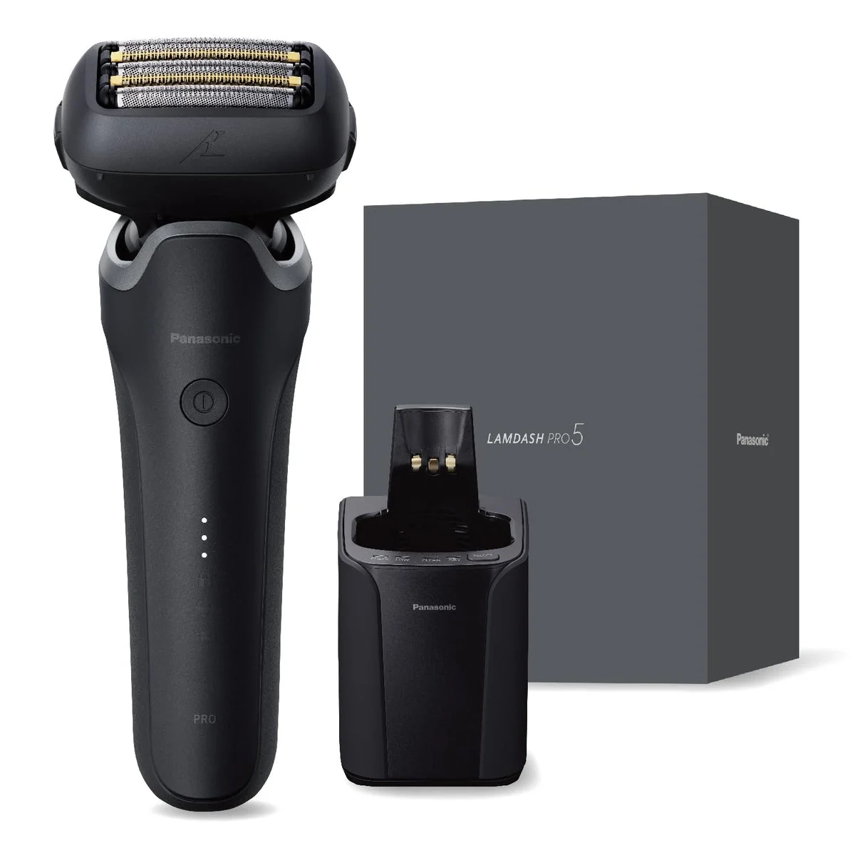 Panasonic Lamdash PRO rasoio elettrico uomo 5 lame con base pulizia ES-L571D-K nero opaco