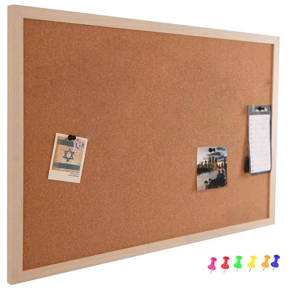 PANNELLO BACHECA DA PARETE IN SUGHERO CON CORNICE LEGNO 60 X 40 CM 6 PUNTINE - TrAdE Shop Traesio