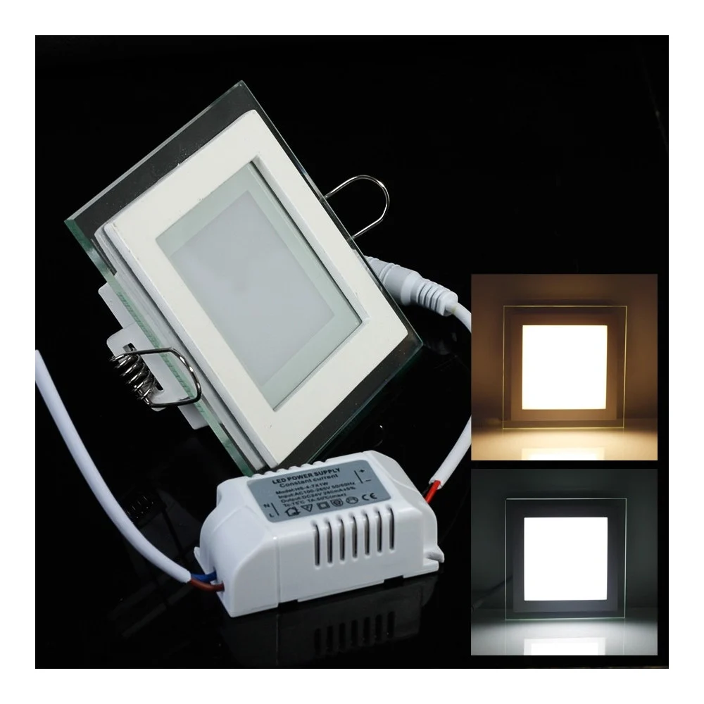 PANNELLO FARETTO LED 18 WATT AD INCASSO SOTTILE 20X20 CM 5000K BORDO IN VETRO - TrAdE Shop Traesio