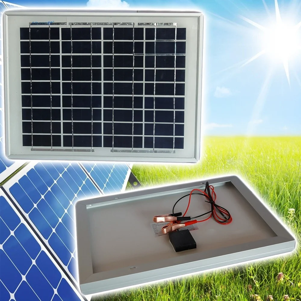 PANNELLO FOTOVOLTAICO SOLARE MODULO 10W 10WATT 12V CELLE SILICIO PINZE BATTERIA - TrAdE Shop Traesio