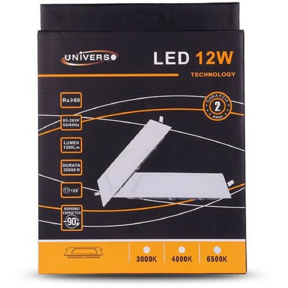 PANNELLO LED SLIM 12W INCASSO QUADRATO IN PVC LUCE CALDO FREDDO NATURALE P155AQ - TrAdE Shop Traesio
