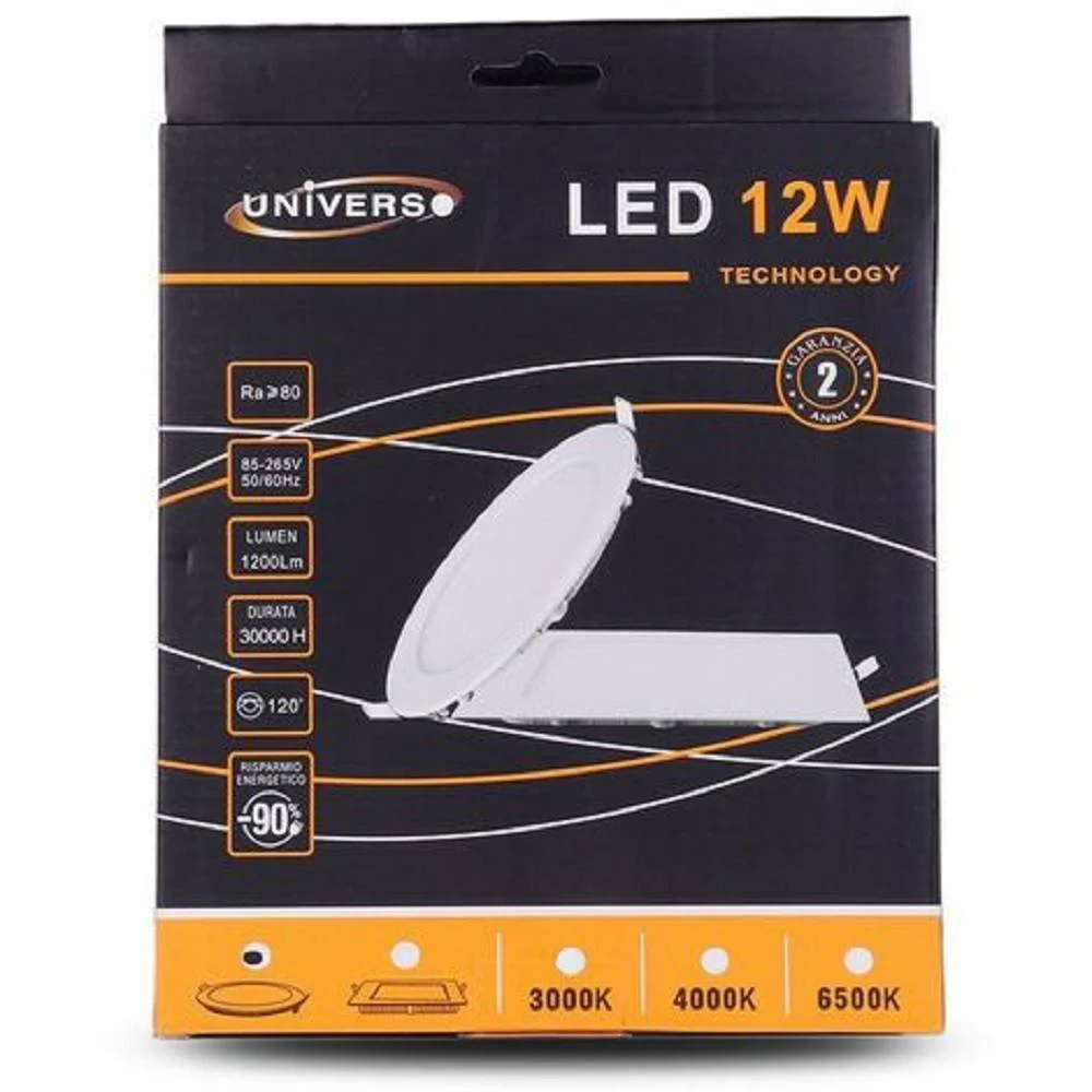 PANNELLO LED SLIM 12W INCASSO ROTONDO IN PVC LUCE CALDO NATURALE FREDDO P155AT - TrAdE Shop Traesio