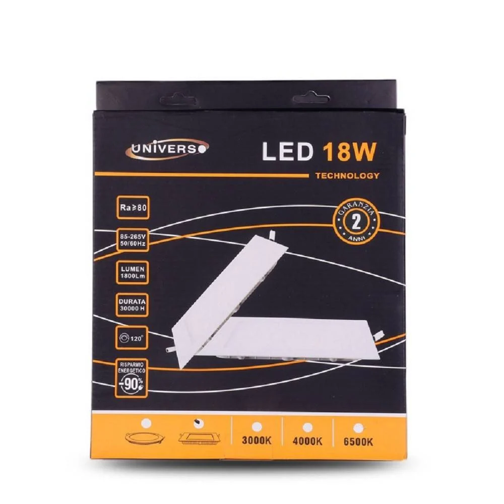 PANNELLO LED SLIM 18W INCASSO QUADRATO IN PVC LUCE CALDO FREDDO NATURALE P205AQ - TrAdE Shop Traesio