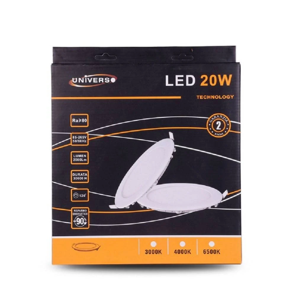 PANNELLO LED SLIM 20W INCASSO ROTONDO LUCE BIANCO CALDO FREDDO NATURALE P225AT - TrAdE Shop Traesio