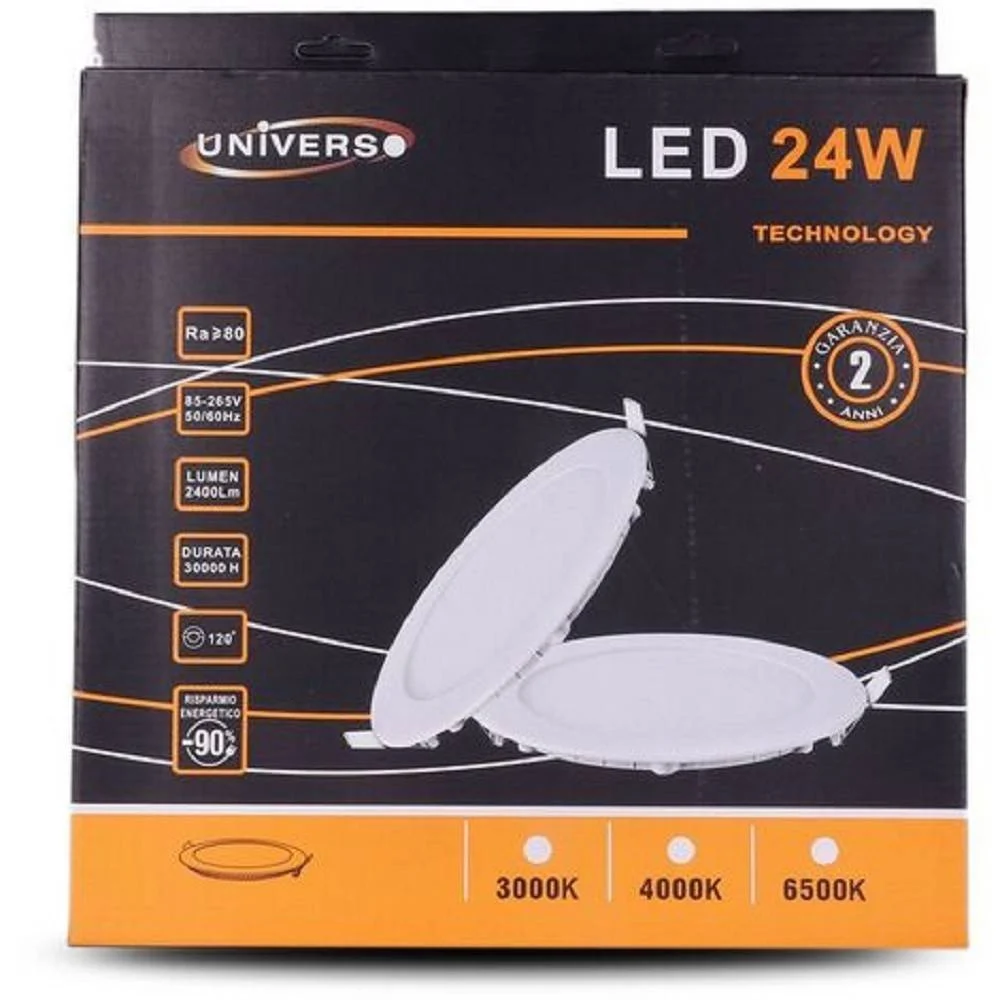 PANNELLO LED SLIM 24W INCASSO ROTONDO LUCE BIANCO CALDO FREDDO NATURALE P285A-T