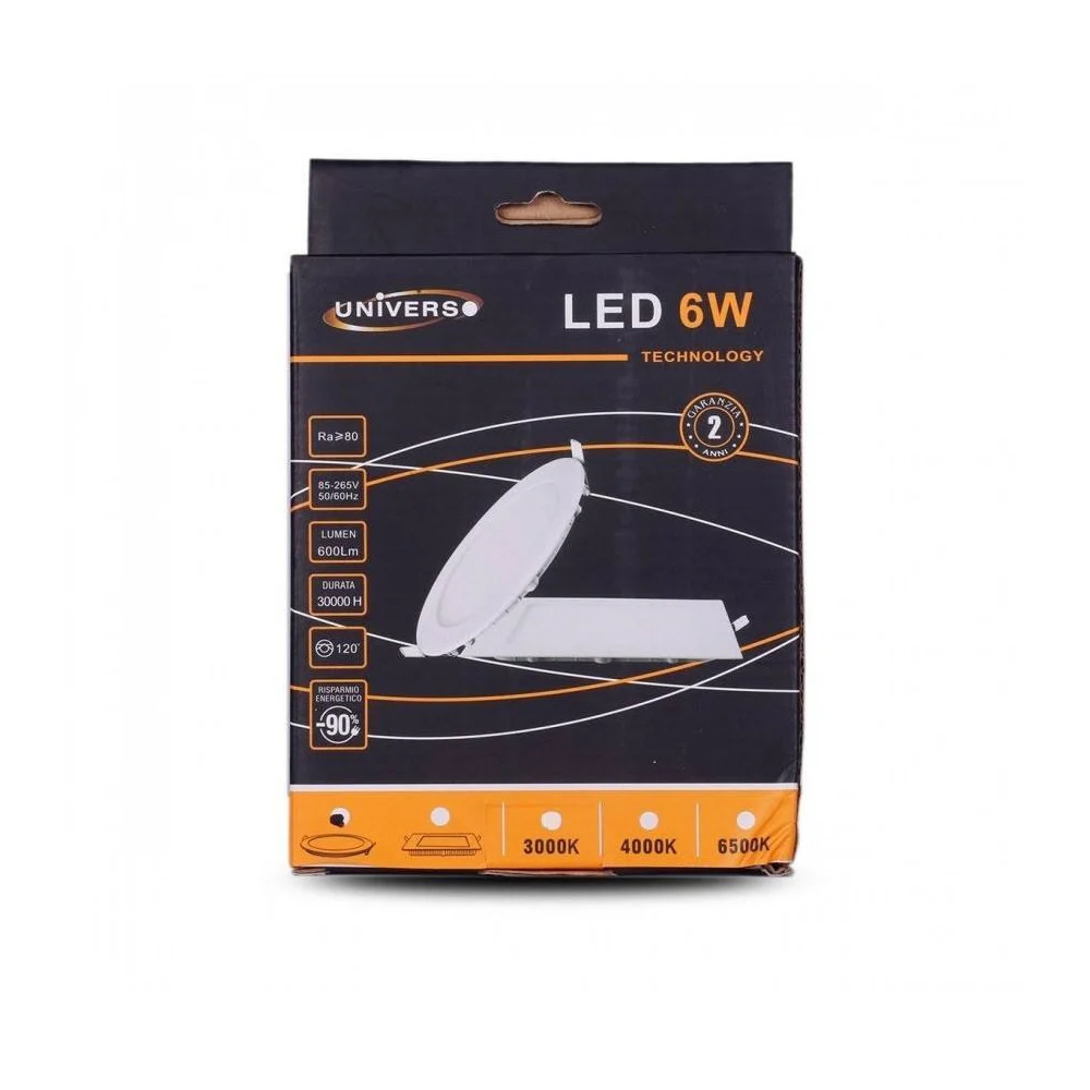 PANNELLO LED SLIM 6W INCASSO ROTONDO IN PVC LUCE CALDO NATURALE FREDDO P105AT - TrAdE Shop Traesio