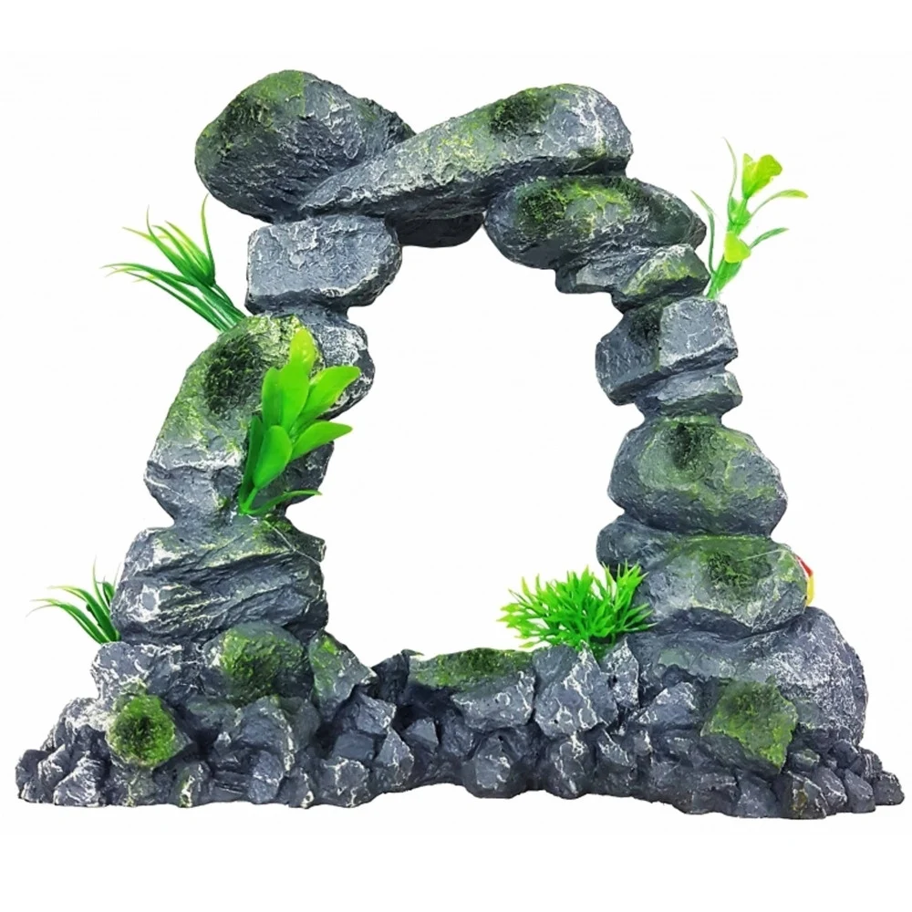 PARETE ARCO ROCCIOSA 28x13x25cm ORNAMENTO ACQUARIO DECORAZIONI PIETRA PER BOLLE - TrAdE Shop Traesio