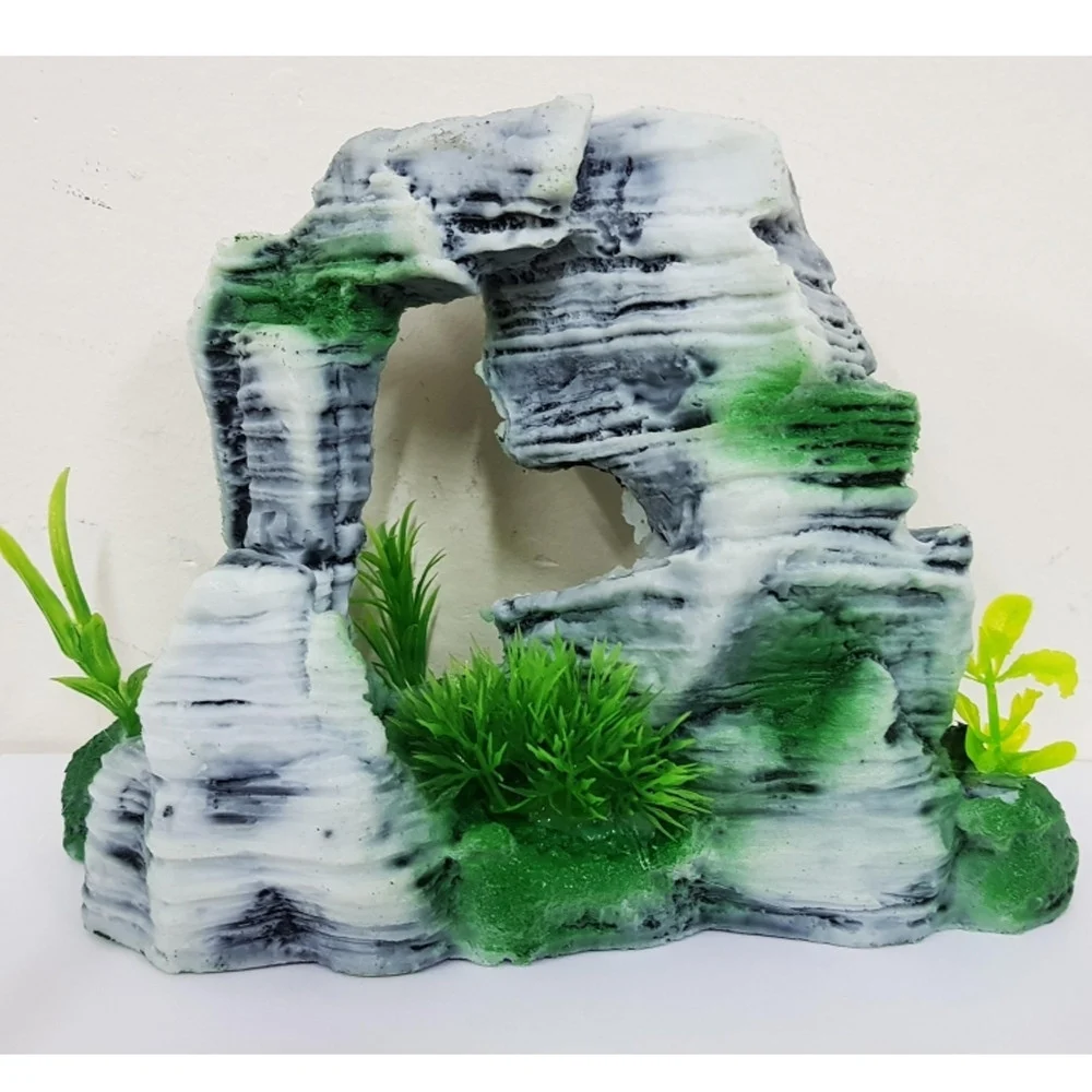 PARETE ROCCIOSA 21.5x9x15CM ORNAMENTO ACQUARIO DECORAZIONI ARREDO PIETRA BOLLE - TrAdE Shop Traesio