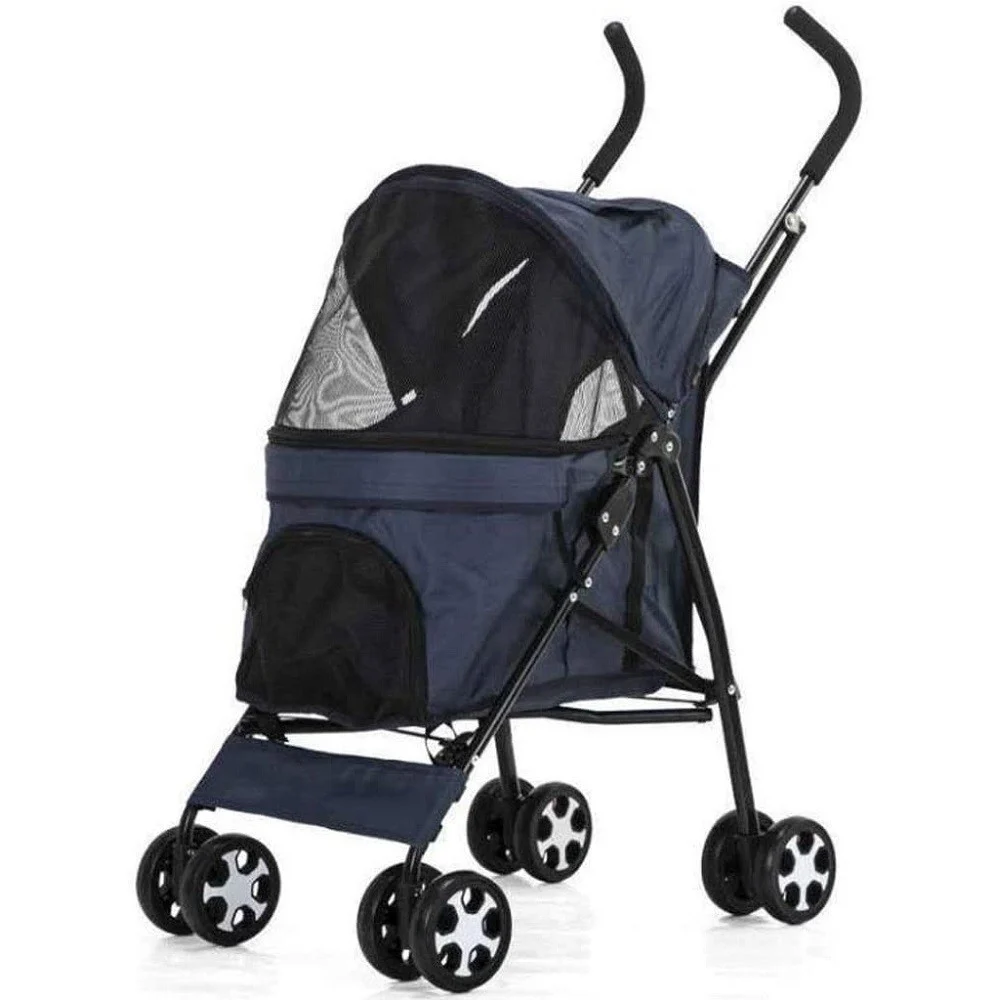 PASSEGGINO CANI VIAGGI CARROZZINA PIEGHEVOLE PARAPIOGGIA AUTO PORTATILE 4 RUOTE - TrAdE Shop Traesio