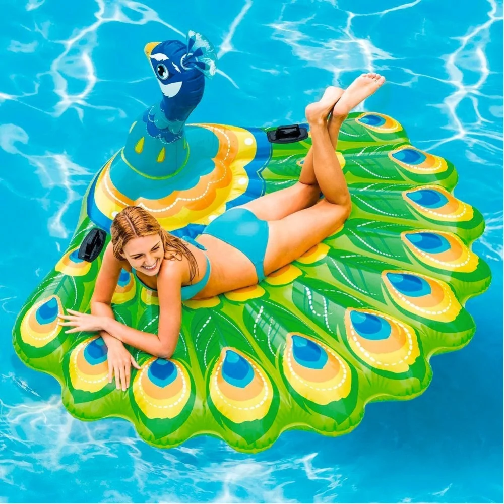 PAVONE GONFIABILE GIGANTE ISOLA MATERASSINO MARE PISCINA 193 X 163 X 94 CM - TrAdE Shop Traesio