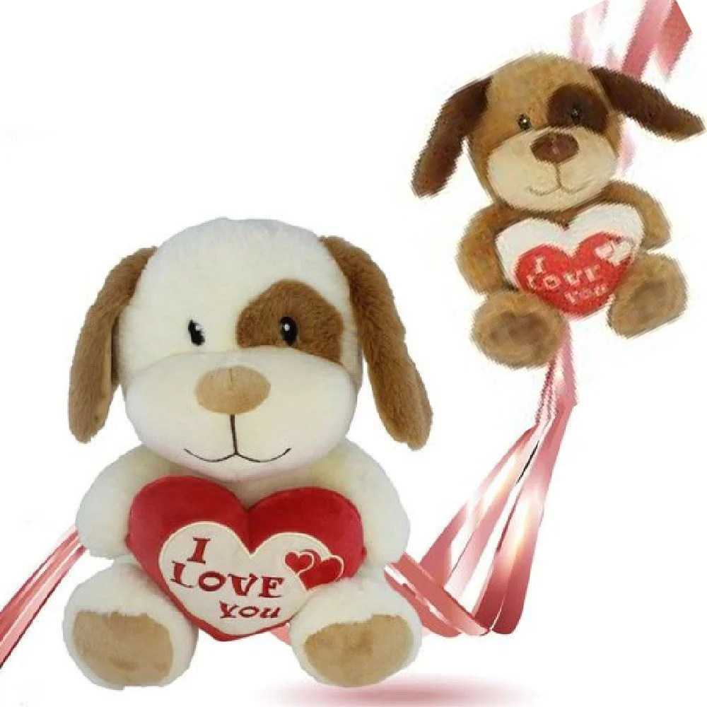 PELUCHE CANE CON CUORE SCRITTA "I LOVE YOU" 30CM IDEA REGALO SAN VALENTINO 93703 - TrAdE Shop Traesio