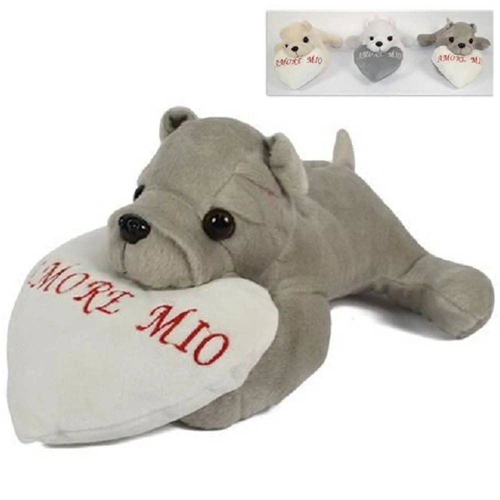 PELUCHE CANE SDRAIATO CON CUORE AMORE MIO CAGNOLINO SAN VALENTINO COLORI VARI - TrAdE Shop Traesio