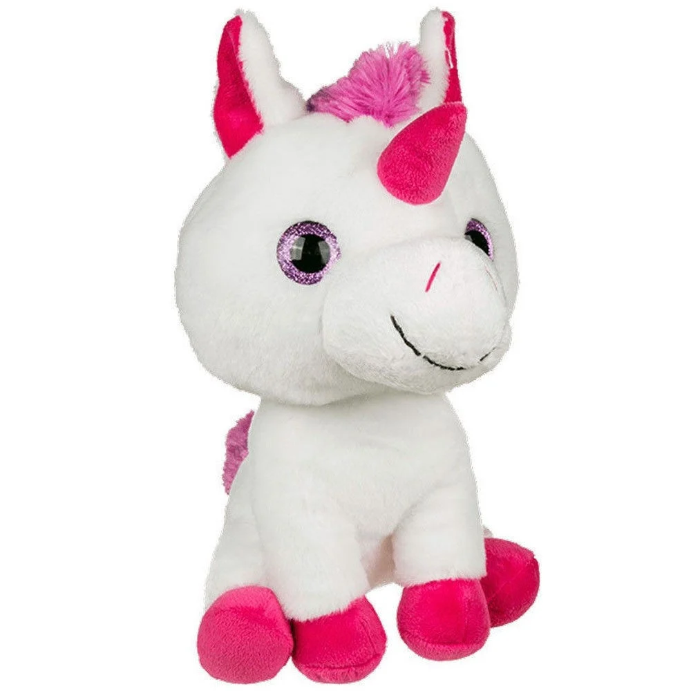 PELUCHE MORBIDO PER BAMBINI A FORMA DI UNICORNO LIOCORNO COLORE BIANCO E FUCSIA - TrAdE Shop Traesio