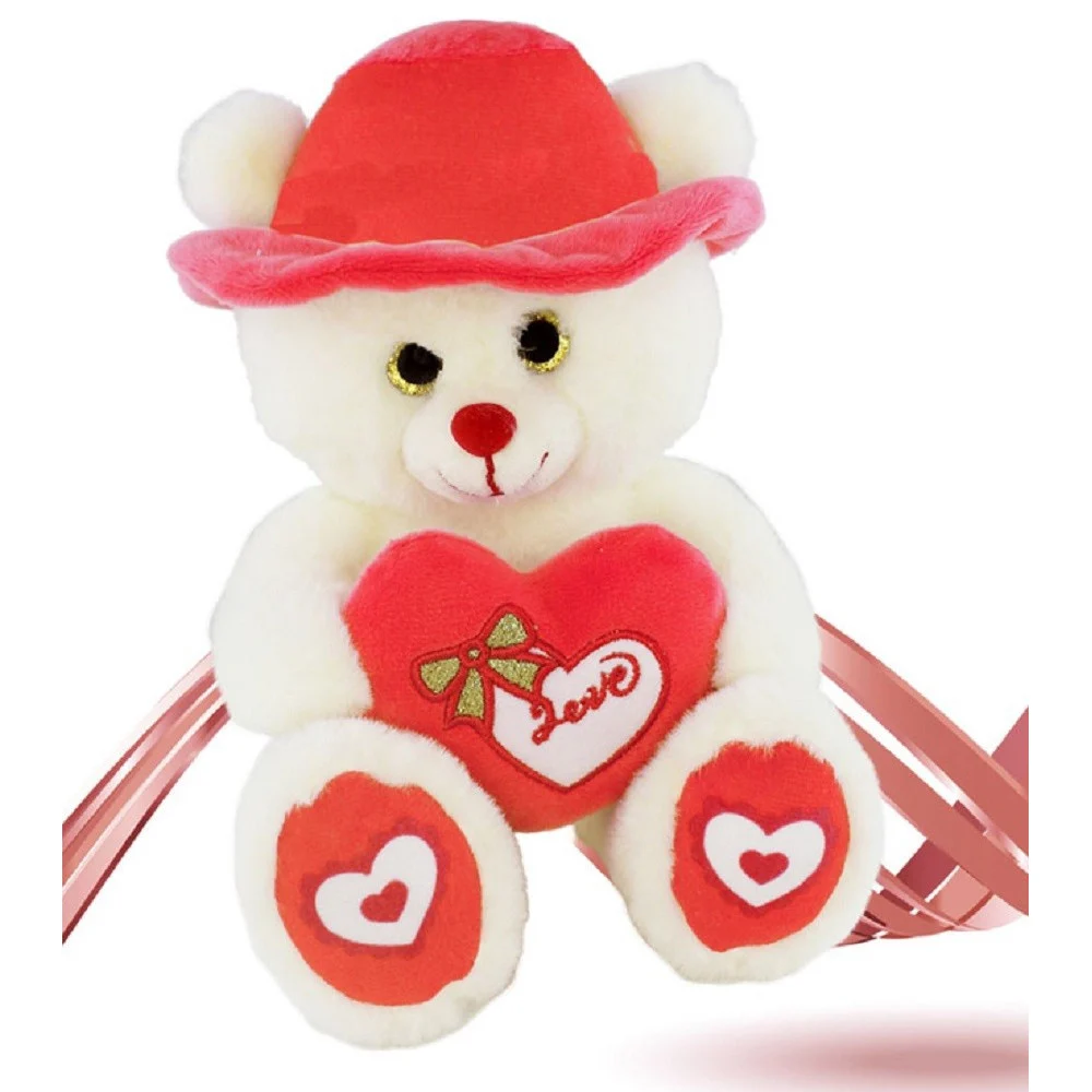 PELUCHE ORSO CON CAPPELLO CUORE ROSSO 22 CM PUPAZZO REGALO SAN VALENTINO 92409 - TrAdE Shop Traesio