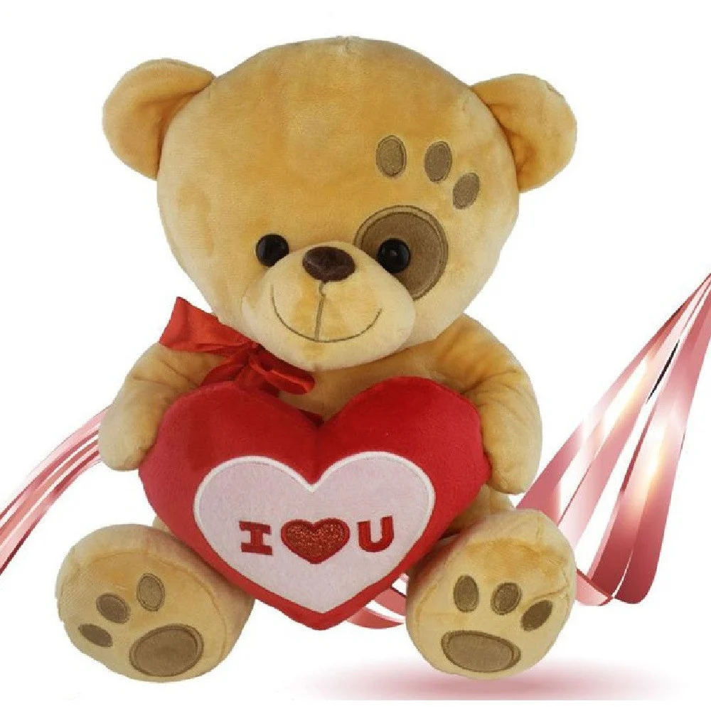 PELUCHE ORSO CON CUORE FIOCCO ROSSO IMPRONTA SU OCCHIO 30CM SAN VALENTINO 93772 - TrAdE Shop Traesio