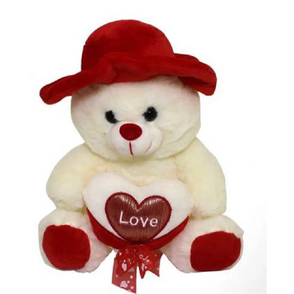 PELUCHE ORSO CON CUORE LOVE CAPPELLO PUPAZZO IDEA REGALO SAN VALENTINO 25CM 67914 - TrAdE Shop Traesio