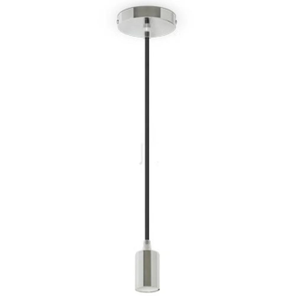 PENDENTE IN ACCIAIO NERO A SOFFITTO CROMATO PORTALAMPADA LAMPADA MODERNO DESIGN - TrAdE Shop Traesio