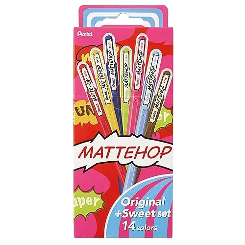 Pentel Penna a Sfera Colorata Matt Hop Originale + Suite 14 Colori K110-V14ST