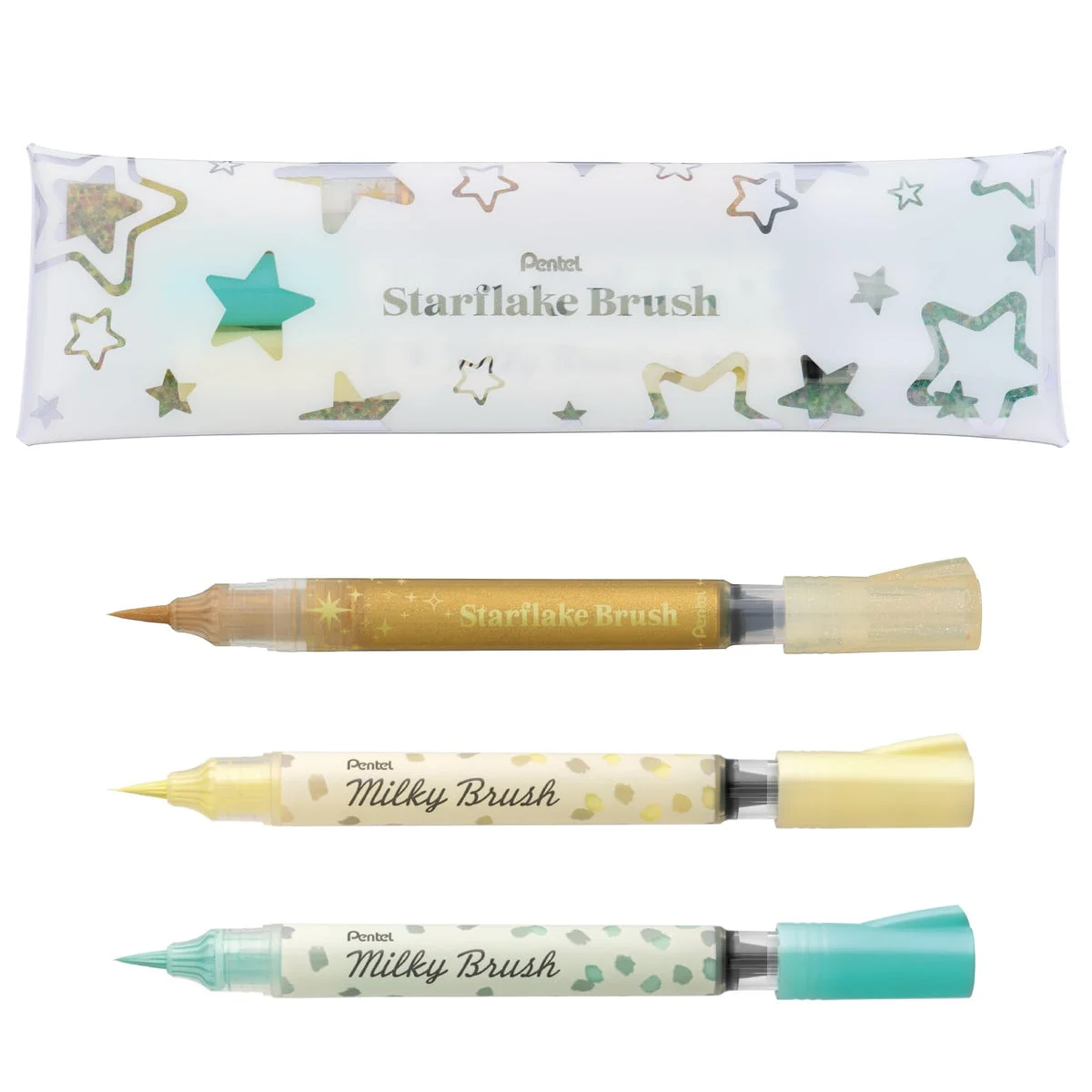 Pentel Pennarello glitterato Starflake Milky Oro/Giallo/Verde menta 3pz