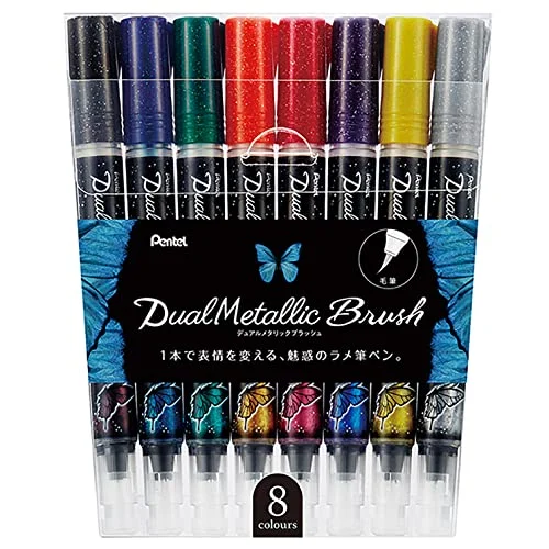 Pentel Set di 8 Colori Metallici Dual Blush GFH-D8ST Colorato